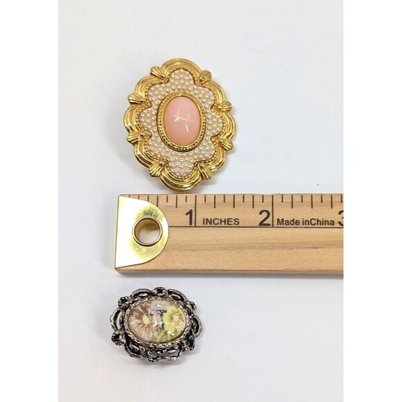 3 Vintage Brooch Avon Victorian Spring Faux Pearl Hand Painted Pin Romantic - Picture 14 of 14